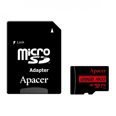 microSDXC (UHS-1) Apacer 128Gb class 10 V10 A1 R100MB/s (adapter SD)