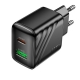 Зарядний пристрій HOCO CS25A Rico charger 1хUSB/USB Type-C 20W/3A Black