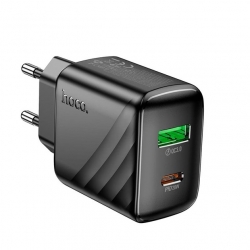 Зарядний пристрій HOCO CS25A Rico charger 1хUSB/USB Type-C 20W/3A Black