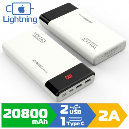 

Внешний аккумулятор VOLTEX 20800mAh VPB2-820.22 LCD White, Белый