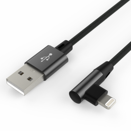 

Кабель Corner USB — Apple Lightning 2А Black, Черный