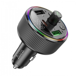 АЗП з FM-модулятором HOCO E82 Guerrero PD30W+QC3.0 car BT FM transmitter Black