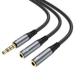 Адаптер UPA21 2-in-1 3.5 headset audio adapter cable(male to 2*female) Metal gray
