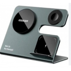 Бездротовий зарядний пристрій Essager  Ruicheng desktop magnetic suction three in one wireless charging of 15W black