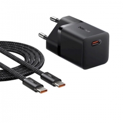 Мережевий зарядний пристрій Baseus  GaN5 Fast Charger (mini) 1C 25W EU Cluster Black (with: Baseus  Dynamic 3 Series Fast Chargi