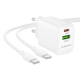Мережевий зарядний пристрій BOROFONE BN27 Fuente PD20W+QC3.0 charger set (C to C) (EU) White