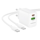 Мережевий зарядний пристрій BOROFONE BN29 Fuente PD30W+QC3.0 charger set (C to C) (EU) White