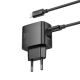 Мережевий зарядний пристрій HOCO CS61A Bright PD30W+QC3.0 charger set (C to iP)(EU) Black