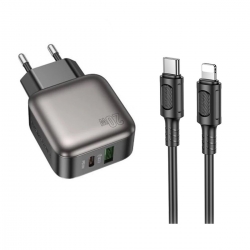 Мережевий зарядний пристрій BOROFONE BAS54A Absolute PD20W+QC3.0 charger set (C to iP) (EU) Black