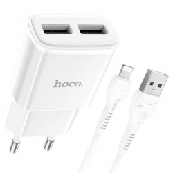 Мережевий зарядний пристрій HOCO C88A Star round dual port charger set (iP) 12W White