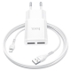 Мережевий зарядний пристрій HOCO C88A Star round dual port charger set (iP) 12W White