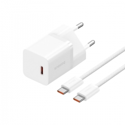 Мережевий зарядний пристрій Baseus GaN5 Fast Charger(mini) 1C 30W EU Moon White(With: Baseus Dynamic 3 Series Fast Charging Data
