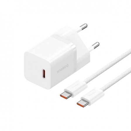 Мережевий зарядний пристрій Baseus GaN5 Fast Charger(mini) 1C 30W EU Moon White(With: Baseus Dynamic 3 Series Fast Charging Data