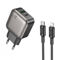 Мережевий зарядний пристрій BOROFONE BAS55A Absolute PD30W+QC3.0 charger set (C to iP) (EU) Black