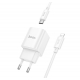 Мережевий зарядний пристрій HOCO C146A Charm single port PD20W charger set (C to iP) (EU) White