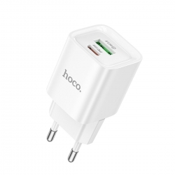 Мережевий зарядний пристрій HOCO C147A Charm PD20W+QC3.0 charger (EU) White