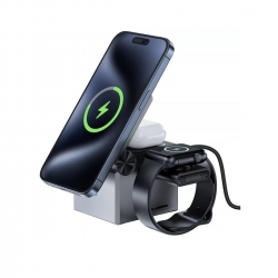 Бездротовий зарядний пристрій ACEFAST E18 Rubik's Cube 3-in-1 wireless charging holder Metal Gray