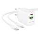 Мережевий зарядний пристрій BOROFONE BN29 Fuente PD30W+QC3.0 charger set (C to iP) (EU) White