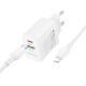 Мережевий зарядний пристрій BOROFONE BN29 Fuente PD30W+QC3.0 charger set (C to iP) (EU) White