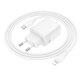 Мережевий зарядний пристрій BOROFONE BN29 Fuente PD30W+QC3.0 charger set (C to iP) (EU) White