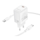 Мережевий зарядний пристрій BOROFONE BN28 Fuente single port PD30W charger set (C to C) (EU) White
