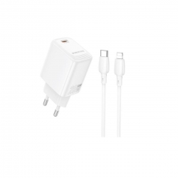 Мережевий зарядний пристрій BOROFONE BN26 Fuente single-port PD20W charger set (C to iP) (EU) White