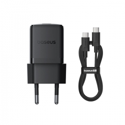 Мережевий зарядний пристрій Baseus Palm Fast Charger 1C 30W EU Cluster Black(With: Baseus Mini White Cable Type-C to Type-C 60W(