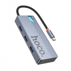 USB-хаб HOCO HB50 Wow 5-in-1 multi-function converter (HDTV+PD+USB3.0*3) Deep Space Gray