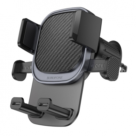 Автотримач для телефона BOROFONE BH120 Delightful one-button car holder (air outlet) Black Gray