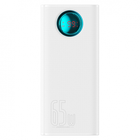 Зовнішній акумулятор Baseus Amblight Digital Display Fast Charge Power Bank 26800mAh 65W Stellar White