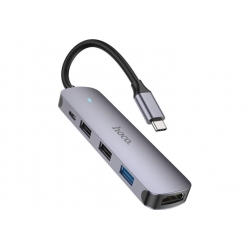 Мультипортовий адаптер Hoco HB27 Type-C to HDTV+USB3.0+USB2.0х2+PD (6931474769329)
