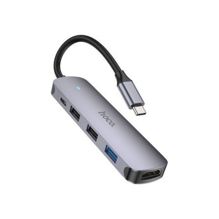 Мультипортовий адаптер Hoco HB27 Type-C to HDTV+USB3.0+USB2.0х2+PD (6931474769329)