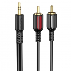 Аудіокабель BOROFONE BL11 3.5mm to double RCA audio cable Black