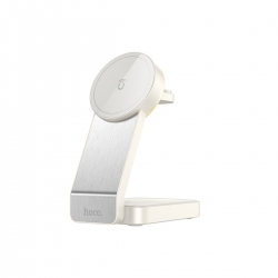 Бездротовий зарядний пристрій HOCO CQ3 Motorcycle folding 3-in-1 magnetic wireless fast charger Milky White