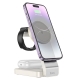 Бездротовий зарядний пристрій HOCO CQ3 Motorcycle folding 3-in-1 magnetic wireless fast charger Milky White