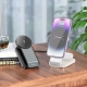 Бездротовий зарядний пристрій HOCO CQ3 Motorcycle folding 3-in-1 magnetic wireless fast charger Milky White