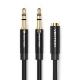 Аудіокабель Vention 2*3.5mm Male to 4 Pole 3.5mm Female Audio Cable 0.3M Black ABS Type (BBTBY)