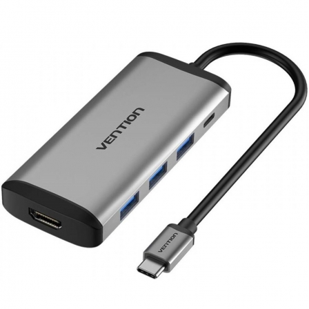 USB-хаб Vention Type-C to HDMI/USB3.0*3/PD Converter 0.15M Gray Metal Type (CNBHB)