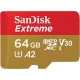 Карта пам'яті microSDXC (UHS-1 U3) SanDisk Extreme A2 64Gb class 10 V30 (R170MB/s,W80MB/s) (adapter SD)
