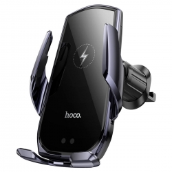 Автотримач для телефона з БЗП HOCO CA202 Plus Enlightener infrared induction wireless charging car holder(air outlet) Black meta