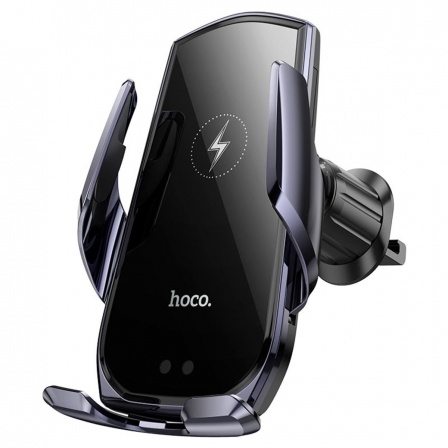 Автотримач для телефона з БЗП HOCO CA202 Plus Enlightener infrared induction wireless charging car holder(air outlet) Black meta