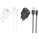 Мережевий зарядний пристрій HOCO C140A Smart single port QC3.0 charger set(Micro)(EU) Black