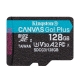 Карта пам'яті microSDXC (UHS-1 U3) Kingston Canvas Go Plus 128Gb class 10 A2 V30 (R170MB/s, W90MB/s)