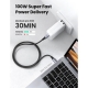 Кабель UGREEN US316 USB-C to USB-C 2.0 Cable 100W Alu Case with Braid 1.5m (Space Gray) (UGR-70428)