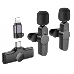 Бездротова мікрофонна система BOROFONE BFK12 Trophy lavalier wireless digital microphone(iP/Type-C) Black