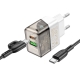 Мережевий зарядний пристрій BOROFONE BA80A Scenery PD20W+QC3.0 charger set(Type-C to Type-C) Transparent Black
