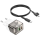 Мережевий зарядний пристрій BOROFONE BA80A Scenery PD20W+QC3.0 charger set(Type-C to Type-C) Transparent Black