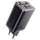 Мережевий зарядний пристрій ACEFAST A111 PD67W GaN charger(2*USB-C+USB-A) with retractable cable Black