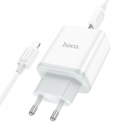 Мережевий зарядний пристрій HOCO C104A Stage single port PD20W charger set (C to iP)(EU) White