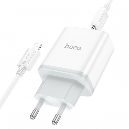 Мережевий зарядний пристрій HOCO C104A Stage single port PD20W charger set (C to iP)(EU) White